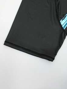 Manfinity Swimmode 男士棕榈树印花插肩短袖防晒衣 - 黑色 - 查看 7