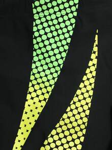 Manfinity Swimmode 男士波点印花拼接抽绳腰泳裤 - 黑色 - 查看 5