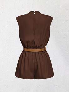 SHEIN MOD HIGH NECK SOLID POCKET JUMPSUIT WITH BELT