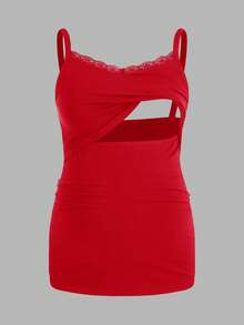 Modmama Tropical Vacation Strap Nursing Camisole, Maternity Tight Fit Camisole - Red and White - View 8