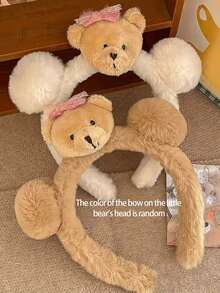 Joivida 1PC Fluffy Plush Bear Hair Band For Women Soft Polyester Headband Cute Simple Design Perfect For Facial Washing Mask Skincare Routine Novelty Hair Accessory Single Pack Fashion Hair Styling Gift - Multicolor - View 4