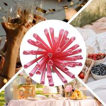 心形吸管，可重复使用塑料吸管，粉色吸管，适用于情人节、生日派对、新娘送礼会、婚礼等场合，厨房用品，礼品，学习用品 - 粉色 - 查看 5