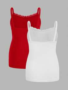 Modmama Tropical Vacation Strap Nursing Camisole, Maternity Tight Fit Camisole - Red and White - View 2