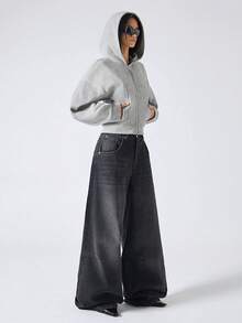 LYSMO 女士休闲常规款连帽外套，适合秋季穿着 - 淺灰色 - 查看 6