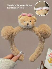 Joivida 1PC Fluffy Plush Bear Hair Band For Women Soft Polyester Headband Cute Simple Design Perfect For Facial Washing Mask Skincare Routine Novelty Hair Accessory Single Pack Fashion Hair Styling Gift - Multicolor - View 6