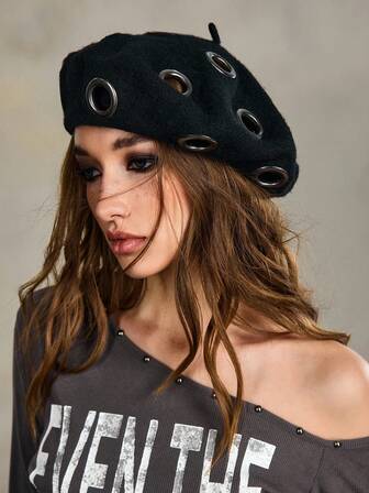 Grunge Punk 1 pezzo Berretto stile punk in metallo, design di nicchia, cappello personalizzato, adatto per uso quotidiano e feste, per tutte le stagioni