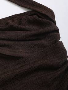 Sweetra 春夏新款设计感十足的高街优雅复古性感修身镂空露背吊带连衣裙，优雅百搭，舒适休闲，适合派对、聚会等各种场合，棕色女装 - 棕色 - 查看 7