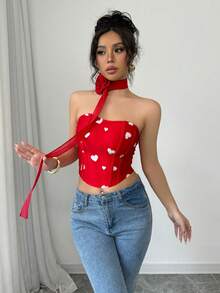 SHEIN Elenzya Khăn choàng cổ dài bằng ruy băng họa tiết xương cá kiểu dáng mới cho Ngày Valentine, thích hợp cho nữ dự tiệc, Halloween, Giáng sinh, các sự kiện ngày lễ và hẹn hò. - Nhiều màu - Xem 6