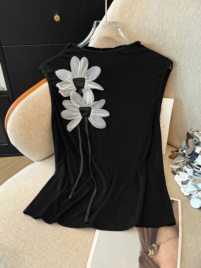 GlowEve CURVE Plus Size Women Floral 3D Decor Fashion Tank Top