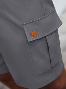 Manfinity RelaxMax Men's Casual Cargo Pocket Loose Shorts - Grey - View 5