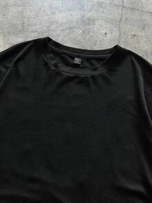 EASEVO Plus Size Men's Casual Crew Neck Letter Slogan Print Short Sleeve T-Shirt, Versatile For Commuting And Outings - Black - View 5