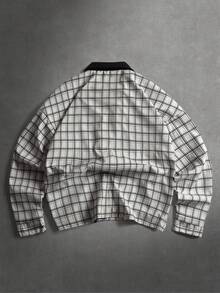 STYNVO Men's Contrast Plaid Casual Long Sleeve Shacket Loose Fit Jacket Men Men Summer Jacket Cropped Jacket Men Plaid Jacket Men Cropped Men Jacket Men Graphic Jacket