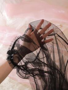 2件套荷叶边薄纱性感浪漫娃娃睡裙，女士度假礼物