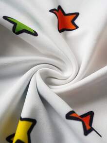 Nick 90s | SHEIN Baby Boy Cute Cartoon Character & Star Letter Graphic Contrast Binding Short Sleeve Comfortable Romper, Summer - Blue and White - View 7