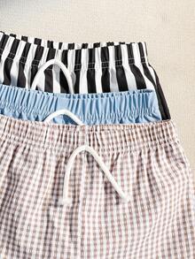 Souflis Souflis 3件套婴幼儿男童休闲卡其格纹、黑白条纹、纯色短裤，夏季日常穿着、度假和外出必备单品 - 彩色 - 查看 3