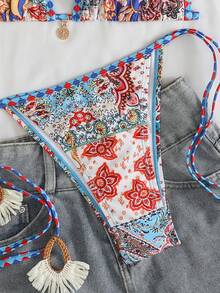 Swim Vcay 女士热带印花比基尼套装，休闲度假风 - 彩色 - 查看 6