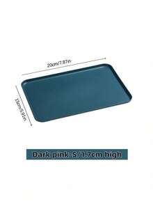 SHEIN 1PC Large Medium Small Rectangle Plastic Serving Tray For Kitchen Restaurant Organization Home Dining Commercial Use Durable Easy Clean Multipurpose Storage Dishwasher Buffet Party Serving Accessories - Navy Blue - View 4