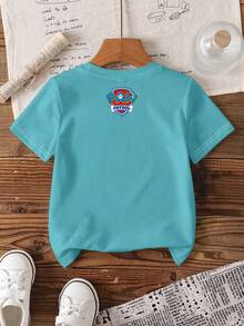 SHEIN | PAW Patrol Young Boy Cute Dog Print Round Neck Short Sleeve T-Shirt, Summer - White - View 2