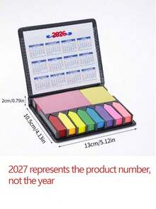 1pc Pages Of Multicolor Sticky Note Set With Faux Leather Packing Box, 2026 Calendar - 2027 multi-color - View 10