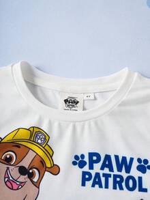 SHEIN | PAW Patrol Young Boy Cute Dog Print Contrast Color Round Neck Short Sleeve T-Shirt, Summer - Multicolor - View 3