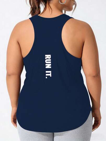 Rhythm Era 大码女式字母印花工字背心宽松透气运动背心