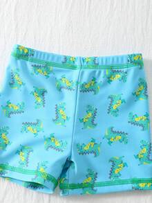 SHEIN 3件套男女宝宝休闲夏季度假椰子树恐龙印花长袖短裤套装，含遮阳帽，适合春夏季穿着，居家、外出、旅行、海滩、泳池、派对等场合。 - 彩色 - 查看 4