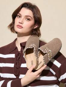CUCCOO CURVES Women's Casual Versatile Commute Slip-On Wide Fit Flats - Brown - View 5
