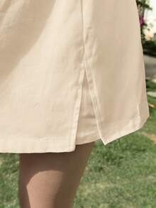 SHEIN EZwear 杏色休闲女式半身裙，适合日常穿着，款式包括卡其色短裙、迷你短裙、短裤套装、高尔夫裙、夏季女装、休闲短裤等。 - 杏色 - 查看 10