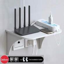 1 st. vit PVC väggmonterad organisatör, routerorganisatör, väggmonterad WiFi-routerställ, flytande väggmonterad ställorganisatör väggmonterad ställ flytande ställ, fyra årstider heminredning, för hemmets set-top-boxar / routrar / spelkonsoler / fjärrkontroller / projektorer / dekorativa ornament / små krukväxter / aromaterapi och andra små föremål placerade i det dekorativa - Vitt - Visa 14