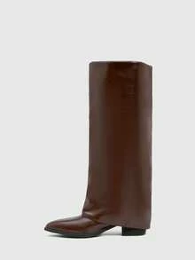 Daringsoles Women's PU Leather Thigh High Boots, Fashionable And Versatile For Daily Wear - Brown - View 4