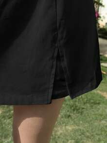 SHEIN EZwear 黑色低腰休闲防走光女式短裙网球裙黑色女式短裙裤带裤装女式短裙裤女式黑色短裙黑色网球裙女式短裙裤跑步裙女式短裤夏季女式短裤休闲女式短裤 - 黑色 - 查看 15