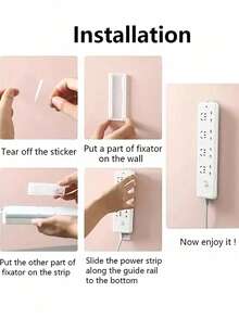 10个装壁挂式电源插座支架挂钩 - 悬挂式插座收纳挂钩架 - 节省空间的收纳整理架 - 适用于厨房、卧室、浴室、办公室、书桌、玄关、家居 - 家居收纳的理想之选 - 白色 - 查看 3