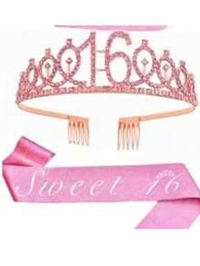 2pcs/Set Birthday Sash Birthday Crown Number Princess Crown Queen Tiara Rhinestone Birthday Headbands Birthday Sash With Pin Happy Birthday Crown And Sash Ribbon For Birthday Party Ball Decoration,Christmas - Multicolor - View 14