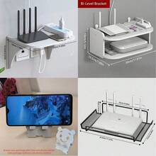 1 st. vit PVC väggmonterad organisatör, routerorganisatör, väggmonterad WiFi-routerställ, flytande väggmonterad ställorganisatör väggmonterad ställ flytande ställ, fyra årstider heminredning, för hemmets set-top-boxar / routrar / spelkonsoler / fjärrkontroller / projektorer / dekorativa ornament / små krukväxter / aromaterapi och andra små föremål placerade i det dekorativa - Vitt - Visa 9
