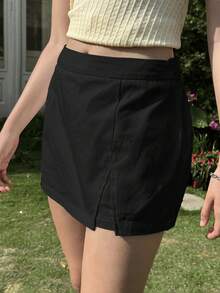 SHEIN EZwear 黑色低腰休闲防走光女式短裙网球裙黑色女式短裙裤带裤装女式短裙裤女式黑色短裙黑色网球裙女式短裙裤跑步裙女式短裤夏季女式短裤休闲女式短裤 - 黑色 - 查看 4