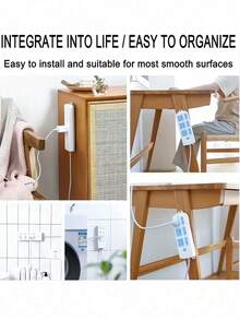 10个装壁挂式电源插座支架挂钩 - 悬挂式插座收纳挂钩架 - 节省空间的收纳整理架 - 适用于厨房、卧室、浴室、办公室、书桌、玄关、家居 - 家居收纳的理想之选 - 白色 - 查看 5
