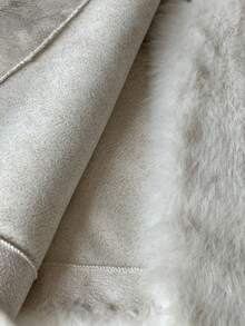 SHEIN EZwear Long Faux Fur Collar White Coat - White - View 7