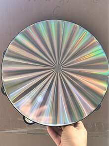 1 pieza Pandereta de mano, instrumento de percusión Orff con cascabeles, para KTV, fiestas, ambiente festivo, regalos, pandereta con cascabeles, instrumento musical - Negro - Ver 4