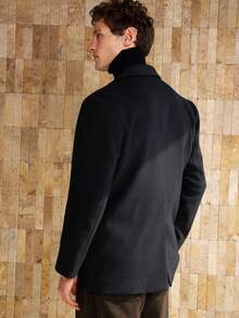 Manfinity Dauomo Áo khoác nam casual với khóa kim loại kiểu đồng xu cổ điển, thời trang, trang trí họa tiết. - màu đen - Xem 5