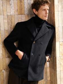 Manfinity Dauomo Áo khoác nam casual với khóa kim loại kiểu đồng xu cổ điển, thời trang, trang trí họa tiết. - màu đen - Xem 7