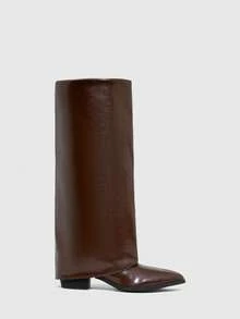 Daringsoles Women's PU Leather Thigh High Boots, Fashionable And Versatile For Daily Wear - Brown - View 2