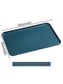 SHEIN 1PC Large Medium Small Rectangle Plastic Serving Tray For Kitchen Restaurant Organization Home Dining Commercial Use Durable Easy Clean Multipurpose Storage Dishwasher Buffet Party Serving Accessories - Navy Blue - View 7