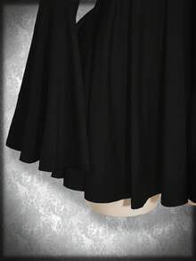 SHEIN ICON Plus Size Y2K Retro Punk Cross Strap Off Shoulder Flare Sleeve Dress, Metal Grommet Decor Dress Gothic Women Clothes Punk Dress Gothic Top Gothic Dress - Black - View 7