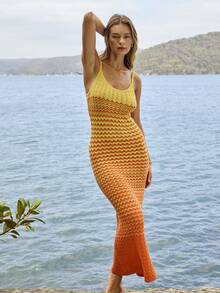 Aralina Women's Casual Chic Luxury Thin Strap Zig Zag Stripe Midi Dress Perfect For Beach Vacations And Summer Holiday Vacations - Multicolor - View 8