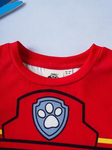 SHEIN | PAW Patrol Young Boy Cute Cartoon Dog Print Round Neck Short Sleeve T-Shirt, Summer - White - View 5