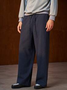 Manfinity Dauomo Men's Casual Vintage Coin Loose Fit Striped Wide Leg Pants - Multicolor - View 4