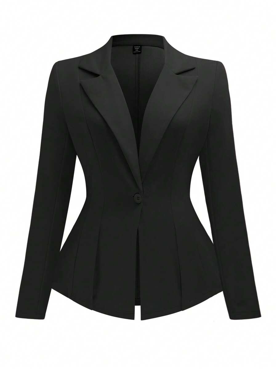 SHEIN PETITE CURVE Plus Size Black Formal Business Suit