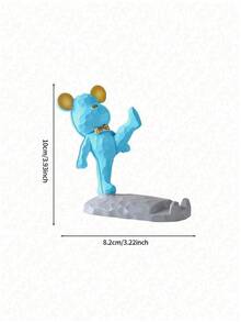 1pc Cute Phone Stand, Cartoon Bear Shaped Phone Holder, Compatible With Both Mobile Phones And Tablets, Suitable For Office Desktop, Bedside, Living Room, Study, Bedroom, Gifts Back To School - Blue kick - View 8