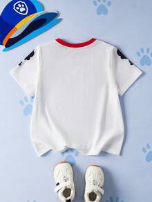 SHEIN | PAW Patrol Young Boy Cute Cartoon Dog Print Round Neck Short Sleeve T-Shirt, Summer - White - View 2