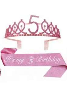 2pcs/Set Birthday Sash Birthday Crown Number Princess Crown Queen Tiara Rhinestone Birthday Headbands Birthday Sash With Pin Happy Birthday Crown And Sash Ribbon For Birthday Party Ball Decoration,Christmas - Multicolor - View 16